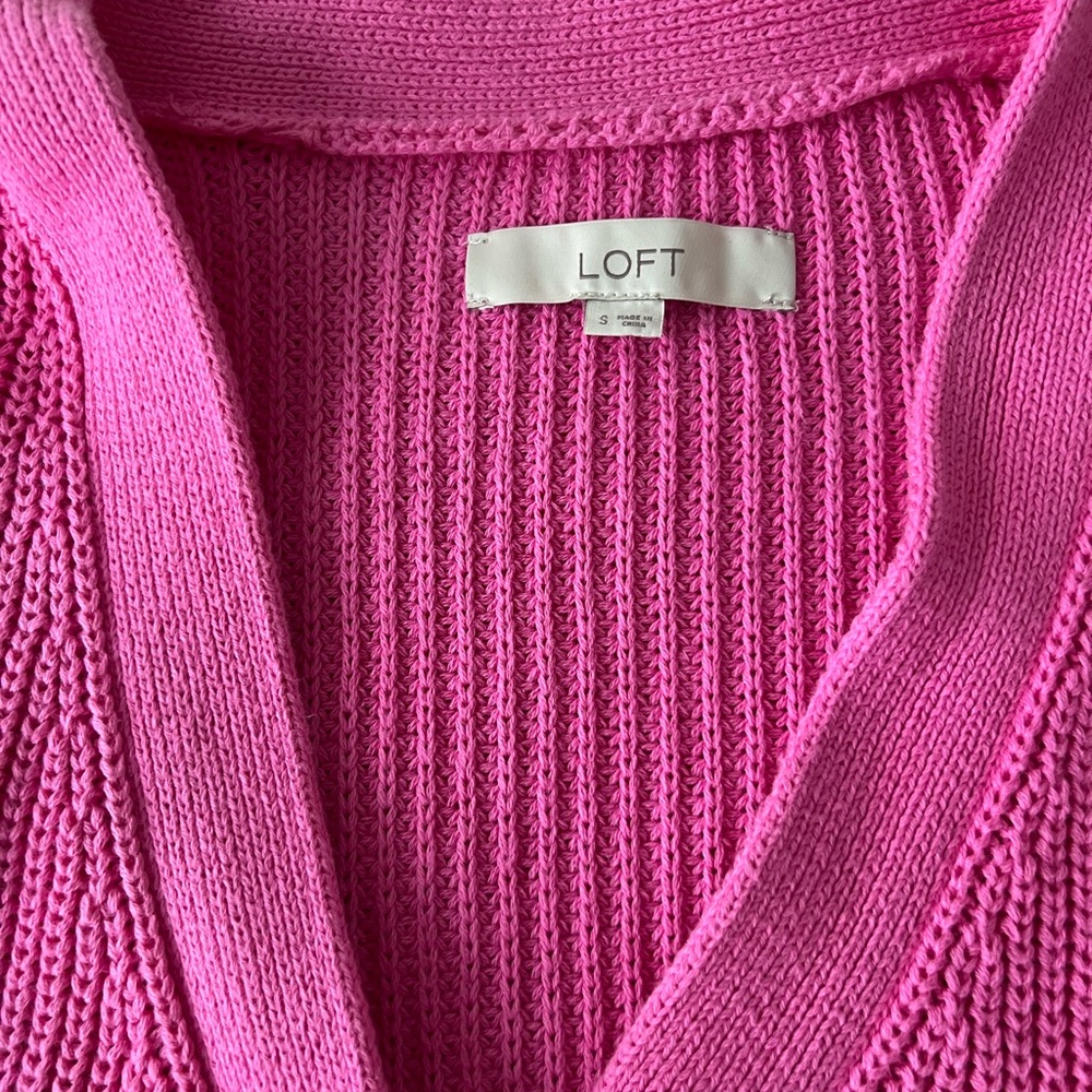 Pink Ribbed Cardigan with Button Detail - Picture 3 of 3